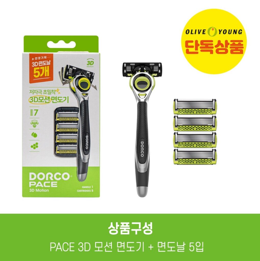 Dorco PACE 3DMosyeon 剃须刀+剃须刀片 5包