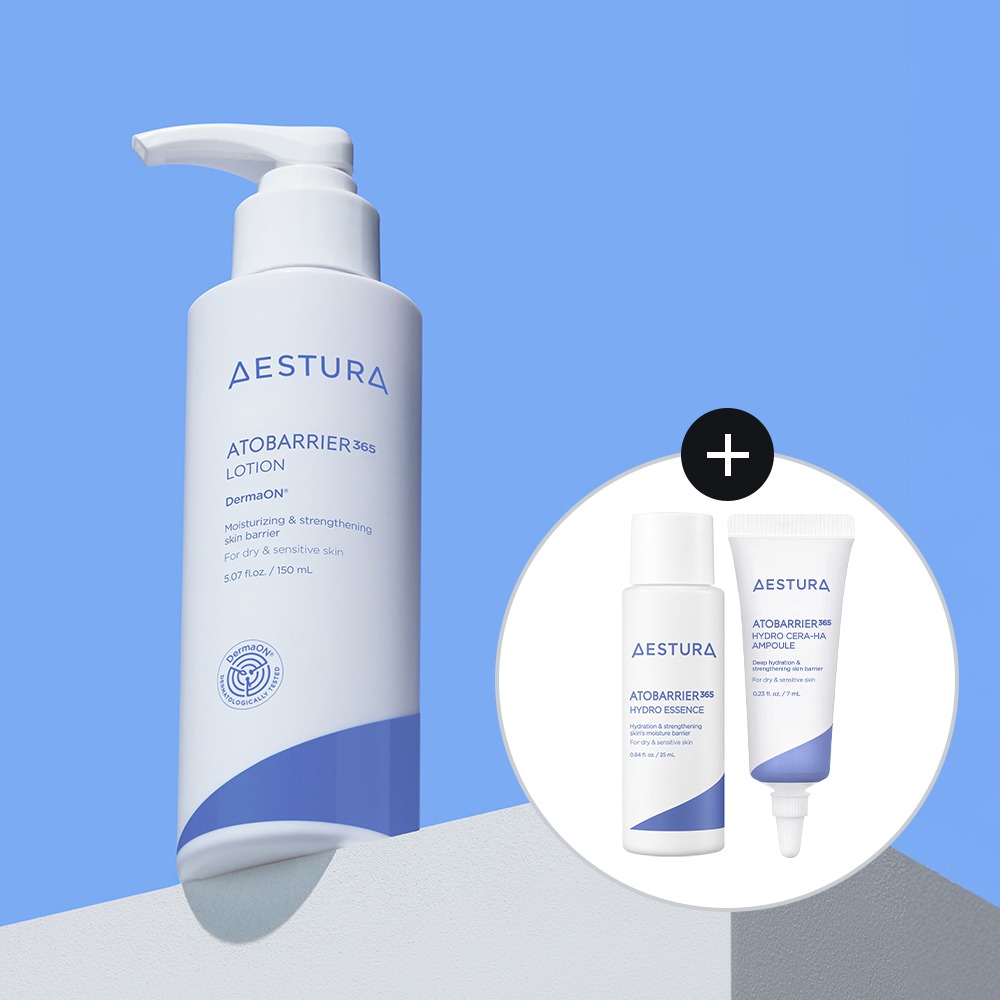 AESTURA Atobarrier365 乳液150ml 企划装 (水凝精华 25ml+Ceramide-玻尿酸安瓶 7ml)