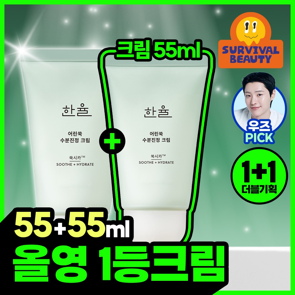 [1+1企划] 韩律 痘痘舒缓 艾草积雪草 补水面霜 企划装 (55ml+55ml)
