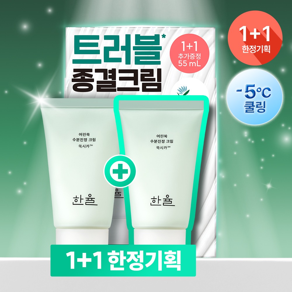 [1+1企划] 韩律 痘痘舒缓 艾草积雪草 补水面霜 企划装 (55ml+55ml)
