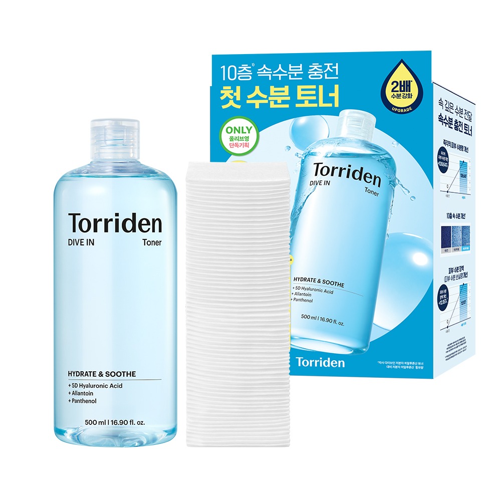 Torriden Dive-in 低分子玻尿酸 爽肤水 500ml 企划装 (+赠可延展化妆棉60片)