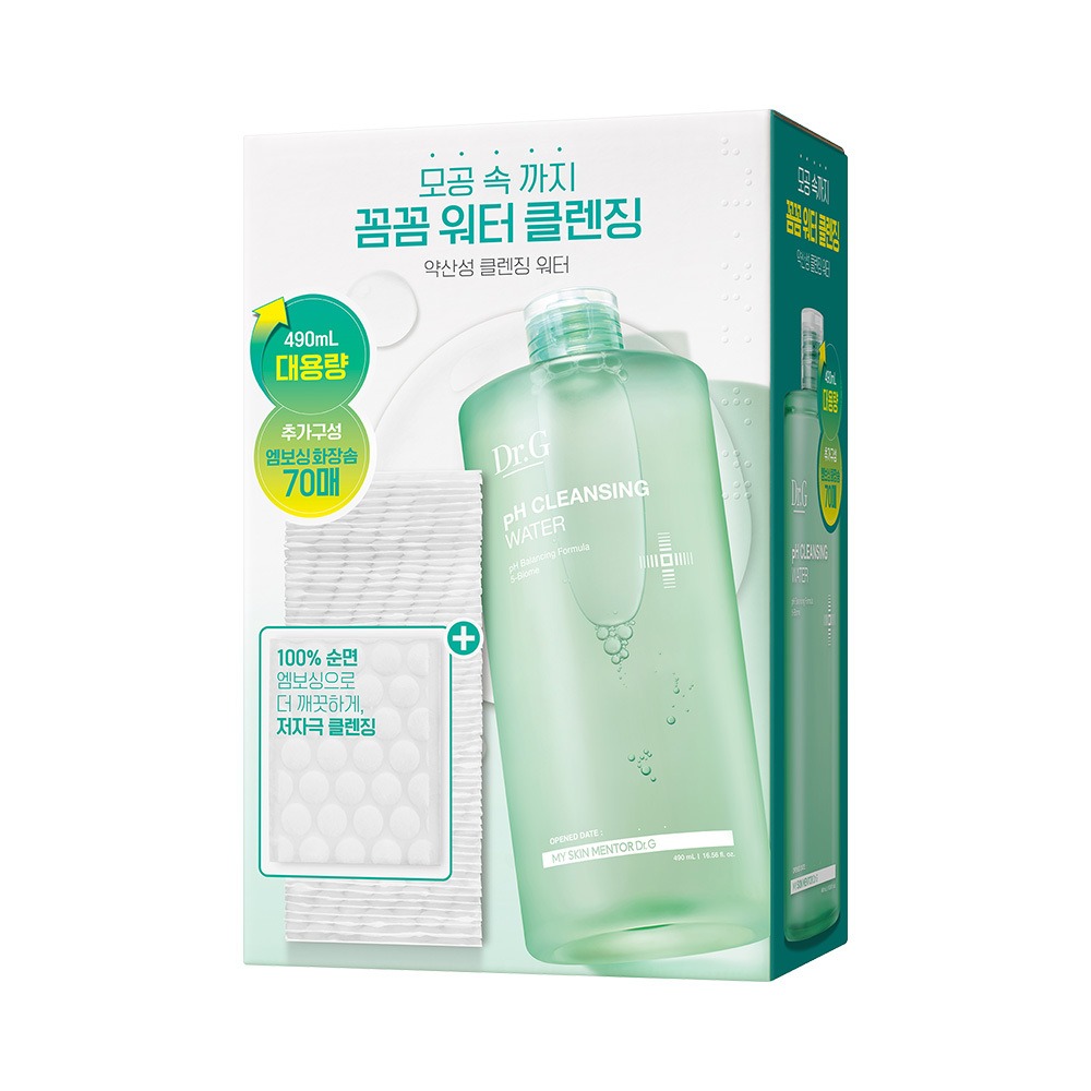 [企划装] Dr.G 弱酸性洁肤水 卸妆水490ml 企划装（赠70片化妆棉）