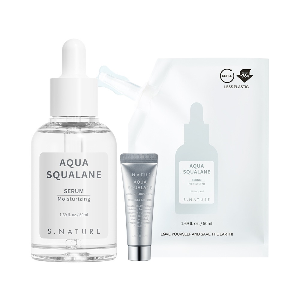 [Sseommeo主机Peuteu/1Deung 高效吸收Mulmeok精华] Esnature 水润角鲨烷精华 50ml 企划装(+50ml 补充装+补水面霜10ml)