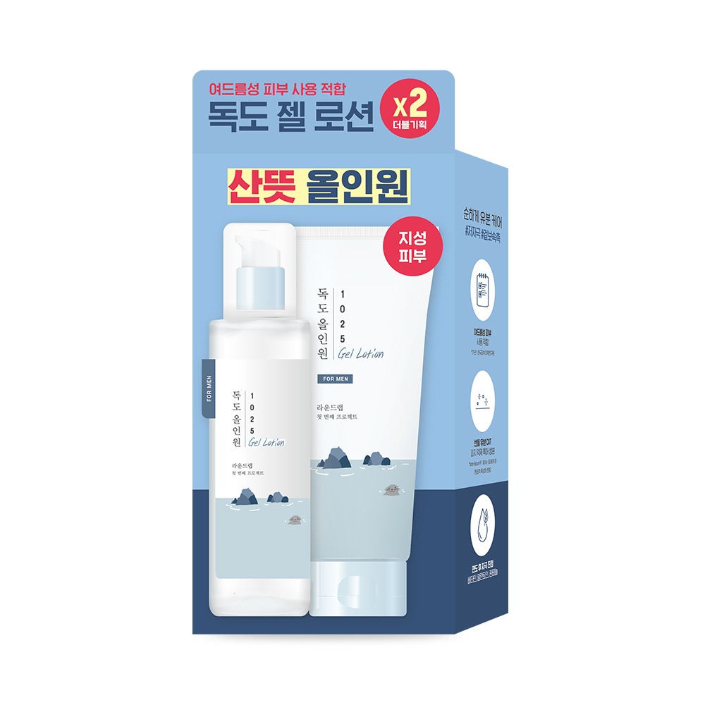 [控油Pibu/Yubun修护] ROUND LAB 男士 1025 独岛 多效合一 凝胶乳液200ml+200ml