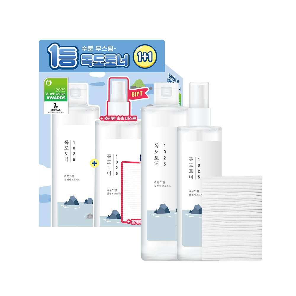[喷雾Hyeong/1Deung爽肤水] ROUND LAB 1025 独岛 爽肤水 300ml 买一送一企划 (+赠可延展护肤湿巾30片) 企划装