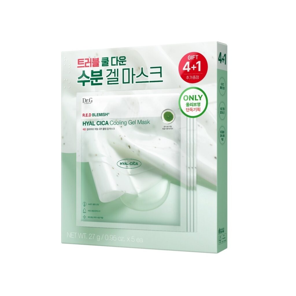 [即时补水冷感]Dr.G 红色痘痘修护 玻尿酸 积雪草 冷感凝胶面膜 5片装 企划装（4+1片）