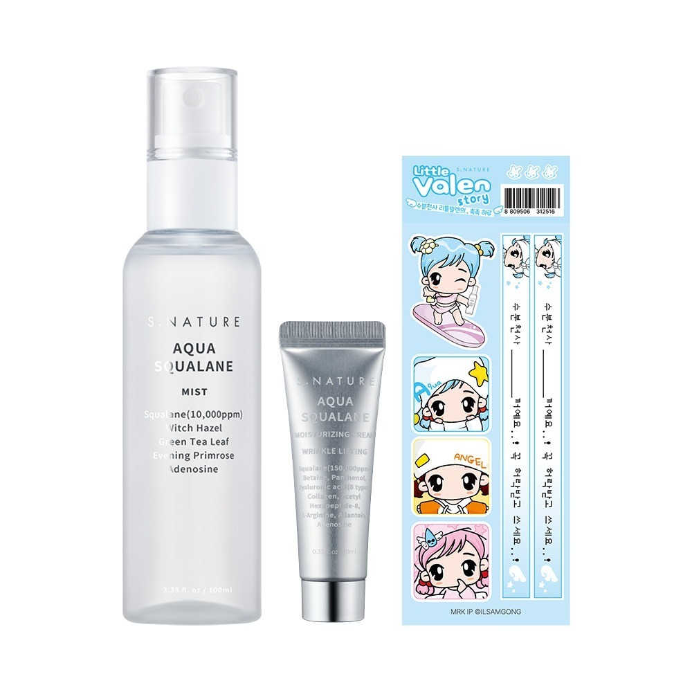 [1Cho 补水Gyeol喷雾] Esnature 水润角鲨烷补水喷雾 100ml 企划装 (+补水面霜10ml+贴纸)