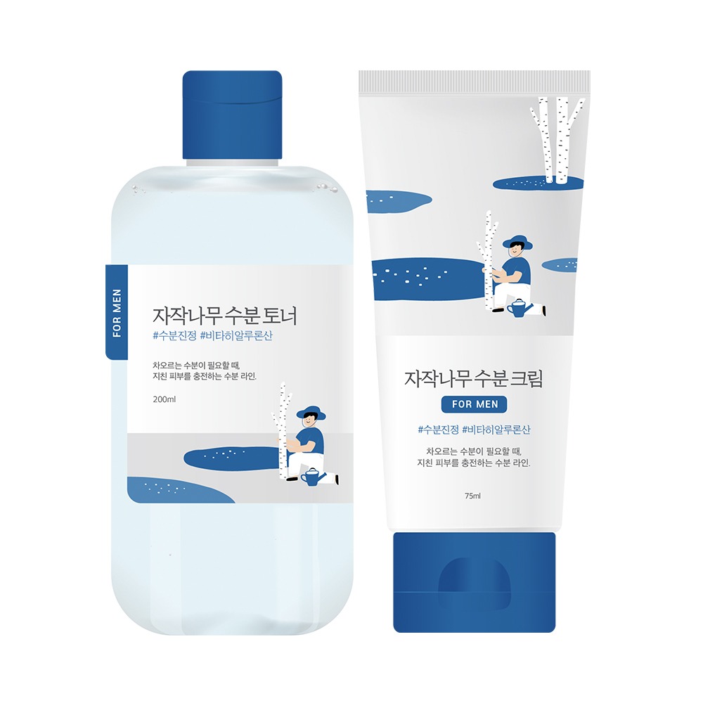 [BakjaehunPICK] ROUND LAB 男士 白桦树爽肤水/面霜 2Jong企划装 (爽肤水 300ml+迷你套装 or Sweibing 洁面泡沫 40ml)