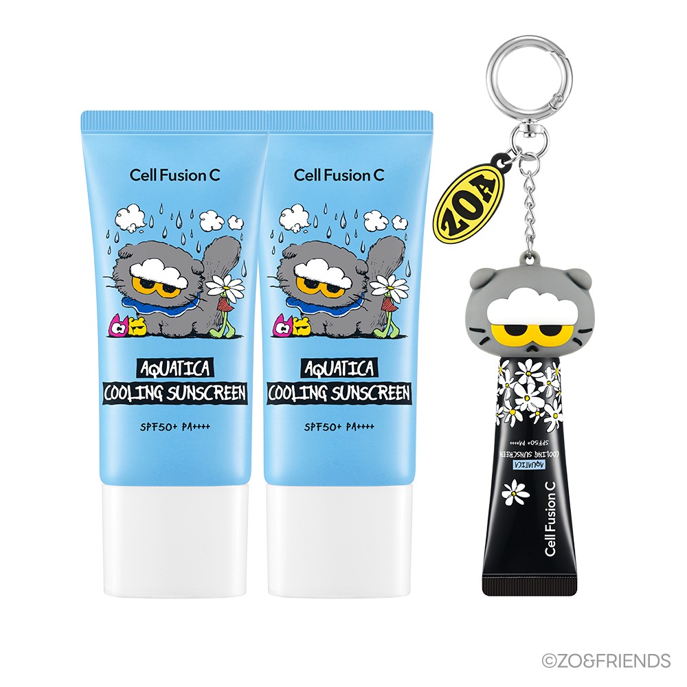 [水润贴合防晒/Jo&Friends 联名款] Cellfusion C 水润清凉防晒霜 35ml 双重企划装（赠10ml+Joan Friends 帽子钥匙扣）