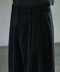 [夏季面料追加]Double Tuck 宽幅 阔腿裤[黑咖啡]