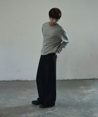 [夏季面料追加]Double Tuck 宽幅 阔腿裤[黑咖啡]