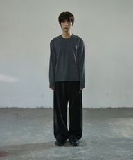 [夏季面料追加]Double Tuck 宽幅 阔腿裤[黑咖啡]
