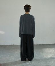 [夏季面料追加]Double Tuck 宽幅 阔腿裤[黑咖啡]