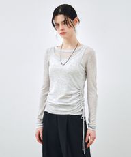 [SET] Side Shirring 叠穿 T恤 轻薄型灰色 MDTS067LGRAY