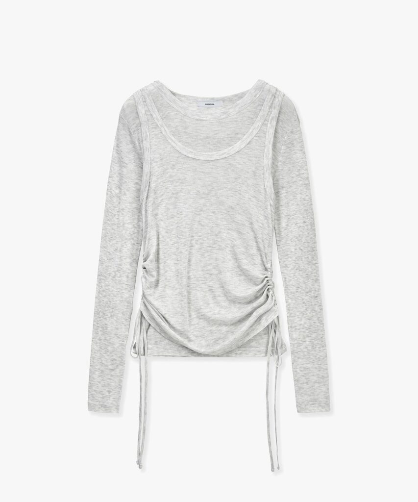 [SET] Side Shirring 叠穿 T恤 轻薄型灰色 MDTS067LGRAY