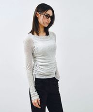 [SET] Side Shirring 叠穿 T恤 轻薄型灰色 MDTS067LGRAY