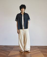 夏季宽松弧形亚麻感休闲裤[2色]