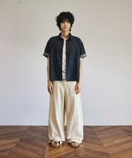 夏季宽松弧形亚麻感休闲裤[2色]