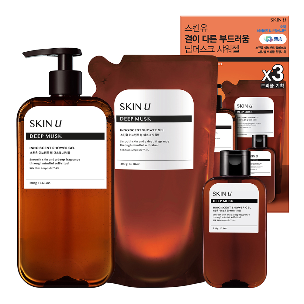 Skin U 香氛 弱酸性 大容量沐浴露 深麝香 企划装 500g+400g替换装+150g