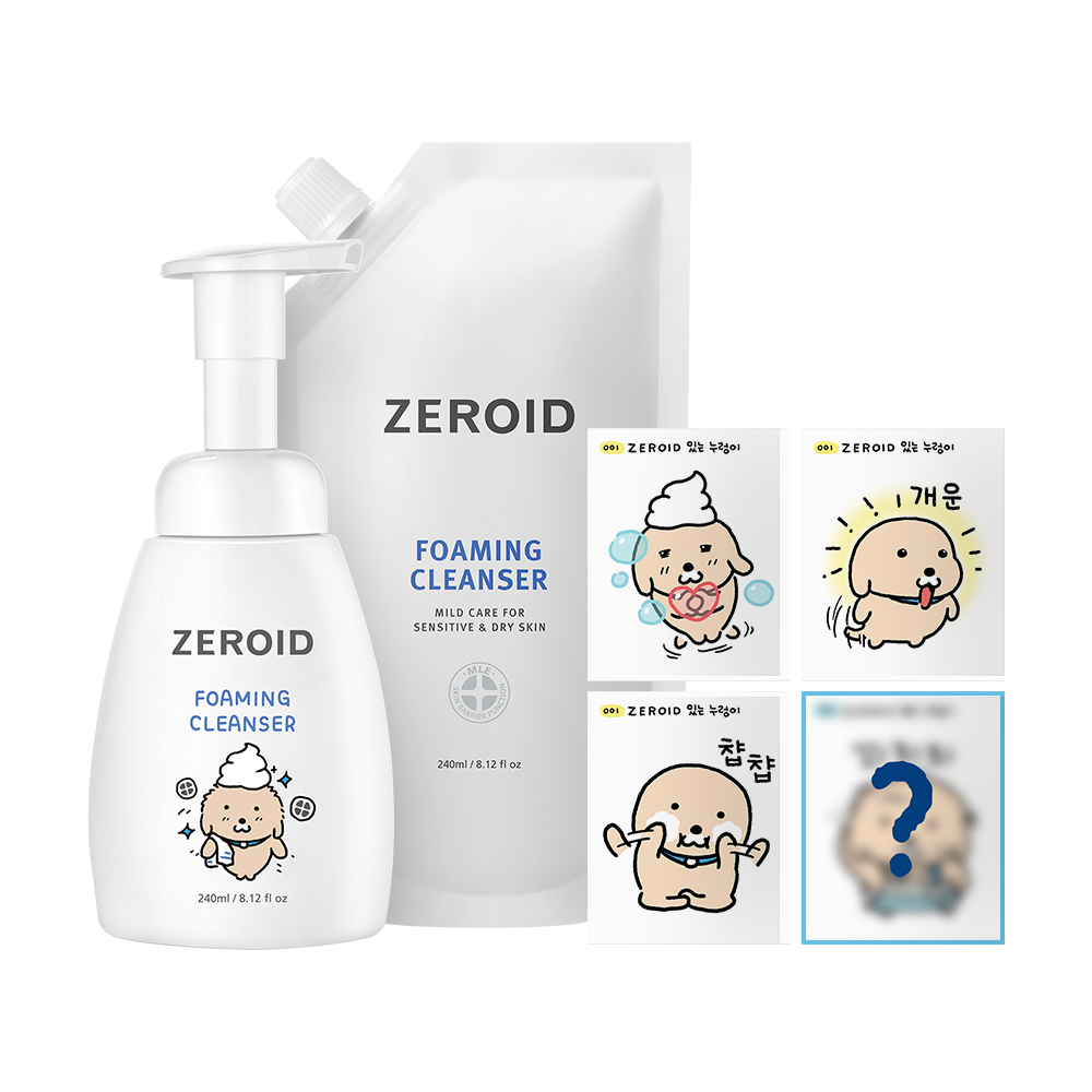 [Nureongi联名] ZEROID 泡沫洁面 240ml 本品 + 240ml 补充装企划 (+随机贴纸1款)